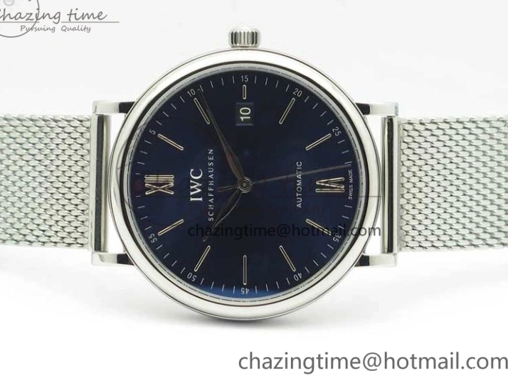 MIROTIME 1218 Portofino IW356501 SS V3 MK 1:1 Best Edition Blue Dial On SS Mesh Bracelet MIYOTA Timeless 7194